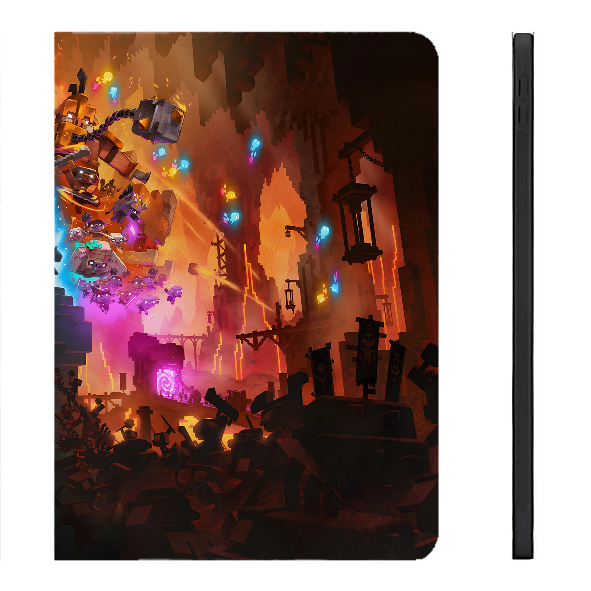 （画像用） マインクラフト ブロックの世界 Minecraft MC Block world IPadケース ペンホルダー付き ブックスタイルデザイン